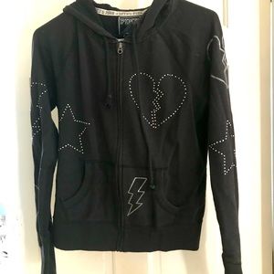 PINK Love Black Zip Up Sweatshirt